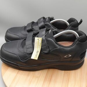 APEX Shoes Men 14 W Black Ambulator Leather Hook and Loop Strap Walking G8010M